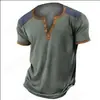 Serie de Camisetas para Hombre Europeas y Americanas de 4 Botones Transfronterizas Estampado Digital 3D Moda Casual Camiseta Pulóver de Manga Corta Fabricante de Origen
