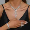 Joias de Noiva Europeias e Americanas Zircônia Brincos Completos Pulseira Conjunto de Três Peças Conjunto de Corrente Colar de Diamante Conjunto Transfronteiriço Terno Vestido Três