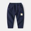 Pantalones casuales de moda de estilo coreano en stock, pantalones de algodón cómodos de cintura media con dibujos animados para niños, pantalones para niños