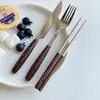 Cuchara de mango largo para celebridades de Internet estilo coreano Tenedor Vajilla de acero inoxidable Palillos de acero inoxidable 304 Cuchillo para bistec occidental