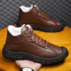 Botas de neve outono e inverno novos sapatos de algodão tênis para exterior com forro de fleece espessado sapatos casuais masculinos sapatos masculinos de couro de comércio exterior