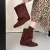 Nuevas Botas 2026 Mujer Punta Fina Mujer Tacón Oculto Botas de Pantalón Botines Cortos Rad Modernas Pantorrilla Ancha Western Otoño Hermosas