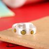 Anillo de Esmalte de Flor de Plata 9999 Pie de Plata Carácter Moda para Mujer Estilo Nacional Personalidad Combinable Anillo Abierto