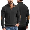 Ropa europea y americana para hombre transfronteriza, prendas de punto de cuello alto para primavera y otoño, sudadera casual de jacquard texturizado vintage con parche en la manga