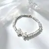 Pulseira de Concha Rosa Natural Flor de Quatro Folhas Zircônia Ajustável para Mulheres com Design Vazado, Joia Elegante e Exquisita de Luxo Leve