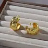 Pendientes de Aro Metálicos Exagerados de Moda Europeos y Americanos Estilo Retro de Hong Kong Aura Pendientes de Moda Casual Accesorios de Pendientes Dorados en Forma de C