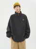 Moletom Pulôver Americano Pesado com Meio Zíper Masculino Outono Tendência Marca Estampada Jaqueta Oversize Solta Par Top