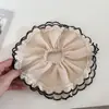 Elástico de Cabelo Elegante Francês de Renda em Malha Dupla Intestino Grosso Corda de Cabelo Elegante Feminina Versátil Rabo de Cavalo Baixo Tendão de Borracha