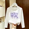 Camiseta de manga larga para niña, 100% algodón, nueva de otoño 2026, apta para la piel, cuello redondo, elegante, versátil, top lindo