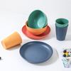 Tazón y taza de paja de trigo de Amazon plato para el hogar comedor patrón vertical plato tazón taza de agua traje de vajilla regalo