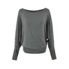 2642-26 Otoño Estilo Coreano Cuello Barco Mangas Murciélago Suelta Manga Larga Camiseta