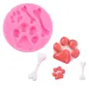 Molde de Silicone para Biscoito Bolo Fondant Cachorro Osso Gato Garra Ovelha Muletas Chocolate