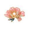 Broche de flor de peonía con esmalte de perla de alta gama para mujer, exquisito y moderno broche de estilo chino para cheongsam Han, accesorios de ropa, hebilla de traje.