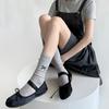 Primavera y verano delgados transpirables verticales calcetines de tubo de viento de ballet miu calcetines blancos algodón para mujer estilo coreano lazo japonés