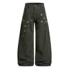 Pantalones Anchos Sueltos Bordados de Vid Americana High Street Estilo Vibe Marca de Tendencia Diseño de Nicho Silueta Pantalones Casuales para Hombre