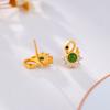 Aretes de Plata Esterlina S925 Chapados en Oro con Jade Aretes Cisne Exquisitos Elegantes Retro Estilo de Mediados de Siglo Producto Nuevo Estilo Nuevo