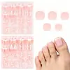 Venta caliente transfronteriza, pegatinas para uñas de los pies que iluminan la piel, 160 piezas por caja, diseño cuadrado corto, pegatinas de uñas de los pies de moda estilo francés