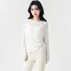 Cubierta larga para mujer, holgada, con protección solar, manga larga, cordones laterales, ligera y transpirable, adecuada para fitness, correr y como top de yoga liso