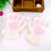 Luvas de Inverno Fofas de Desenho Animado Menina Gato Olhos Saltados Garra de Gato Quentes Engrossadas Fofas Pata de Urso Luvas de Meio Dedo