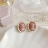 Aretes 2024 Aretes Franceses Aretes Retro Rosados Barrocos Simples Dulces Agujas de Plata