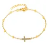 Moda de Luxo Acessível Francesa Simples Pulseira de Aço Titânio Cruz Zircônia Estilo Ins Nicho High-End Pulseira de Zircônia
