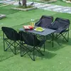 Mesa dobrável montada em carro selecionada com cuidado para festas de piquenique e acampamento ao ar livre, conjunto de mesa e cadeiras dobráveis portáteis, mesa para barraca de rolinho de ovo