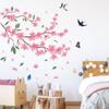 Novos adesivos de parede de PVC autoadesivos de flor de pessegueiro, borboleta, pássaro, frescos para quarto, sala de estar, renovação de fundo, layout, adesivos de parede atacado