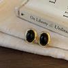 Pendientes ovalados con gemas artificiales, diseño de nicho de moda para mujer, pendientes de aguja de plata, elegantes pendientes retro coreanos de moda.