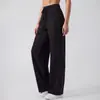 Calça de Yoga Juyitang de Cintura Alta com Cordão e Perna Larga para Mulheres, Solta e Emagrecedora, com Bolsos Laterais