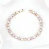 Transmissão ao Vivo Transfronteiriça Deslumbrante Pulseira Tennis Colorida com Zircônia Banhada a Ouro com Toque de Luxo, Fecho Dobrável, Estilo Minimalista