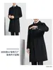 Abrigo de Lana Otoño e Invierno para Hombre de Longitud Media Ropa de Trabajo de Negocios Cuello Cuadrado Botonadura Oculta Elegante Abrigo de Lana Ropa de Trabajo de Unidad