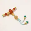 Novo Conjunto de Três Voltas de Ágata Vermelha de Alta Qualidade Eixo Universal Acessórios DIY Pulseiras de Tecelagem com Corda Tecidas à Mão Acessórios para Brincadeiras Culturais
