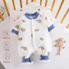 Macacão Quente de Bebê para Primavera e Outono Recém-nascido Classe A Algodão Puro Sem Etiqueta Pijama de Casa Macacãozinho para Bebê e Criança Pequena