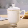 Hotel Pousada Mug Escritório Quarto de Hóspede Cerâmica Branco Puro Xícara de Chá com Tampa Copo de Bebida Logo Impresso