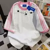 Camiseta Redonda de Manga Corta Estilo Americano, Linda y Chic, 100% Algodón Puro para Hombres y Mujeres, Verano, Corte Holgado, Tops Adelgazantes para Parejas