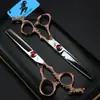 Tijeras de Peluquería de 6.0 pulgadas Color Oro Rosa con Mango de Dragón, Tijeras para Cortar el Cabello, Tijeras Planas, Tijeras Entresacadoras
