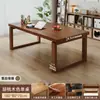 Escritorio grande largo para sala de estar, mesa grande de madera maciza, mesa de comedor rectangular, banco de trabajo, escritorio para estudio en casa y oficina estilo mid-century