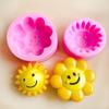 Molde de silicona de girasol con cara sonriente de dibujos animados diy chocolate queso mousse vela perfumada yeso molde para jabón huevo