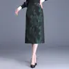 Saia feminina versátil simples estampada, novidade outono 2026 cintura alta modeladora fenda comprimento médio reta para o trabalho