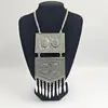 Estilo Kazajo Retro Estilo Étnico Pendientes de Borla Triangulares Collar Elegante Moda Retro Versátil Conjunto de Dos Piezas