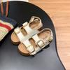 Sandálias Birkenstock de Solado Grosso para Aumentar a Altura, Roupa de Verão para Usar por Cima, Fivela de Cinto Trançada Retrô, Sandálias Casuais de Praia