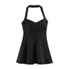 Fabricante de ropa para mujer transfronterizo al por mayor 2026 nuevo estilo vestido plisado puro y sexy de corte ajustado con cuello halter