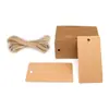 Etiquetas de Presente Kraft Transfronteiriças 350g com Barbante 5*9cm Etiquetas Retangulares Marrons em Branco, com Barbante de Juta