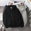 Jaqueta Estudantil Tendência Transfronteiriça com Forro de Lã, Uniforme Esportivo de Corte Solto, Moletom Cardigan com Capuz Masculino Tendência Estilo Hong Kong para Outono e Inverno