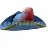 Sombrero Triángulo de Encaje Dorado con Plumas de Avestruz y Velcro para Halloween, Danza, Fiesta de Carnaval, Fieltro, Sombrero de Piratas del Caribe