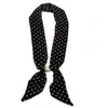 Bufanda de Seda de Lunares Blancos y Negros Bufanda Fina Estrecha de Cuello Fluido Accesorio de Perlas de Longitud Ajustable Estilo Ins Bufanda de Cuello Versátil con Temperamento