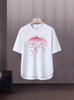 Camiseta de manga corta para hombre, marca de moda de verano, suelta, de cinco puntos, manga, 2024, nueva camiseta con estampado simple de Internet Ins.