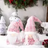 Decorações de Natal Boneca Rosa Sem Rosto de Natal Boneca em Pé com Lantejoulas Boneco Velho Rena Enfeites de Mesa