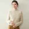 Nuevo Suéter de Cachemir Grueso de Punto Trenzado de Color Sólido con Cuello Semi-Alto para Mujer, Otoño/Invierno 2026, Holgado y Suave Capa Interior