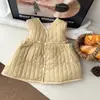 [Personalizado] Conjunto de vestido de invierno para niña pequeña, estilo coreano, forro polar, manga larga, vestido acolchado moderno y cálido para niñas